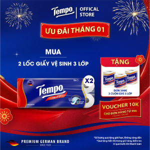 [2 LỐC GVS 3 LỚP] Giấy vệ sinh cao cấp Tempo Toipa - 3 lớp bền dai an toàn cho da - Thương hiệu Đức (Lốc 10 Cuộn)