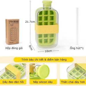Khay đá đa năng 2 trong 1 tiện lợi kèm bình nước và khay đá có nắp chai đá dễ ấn-GA625