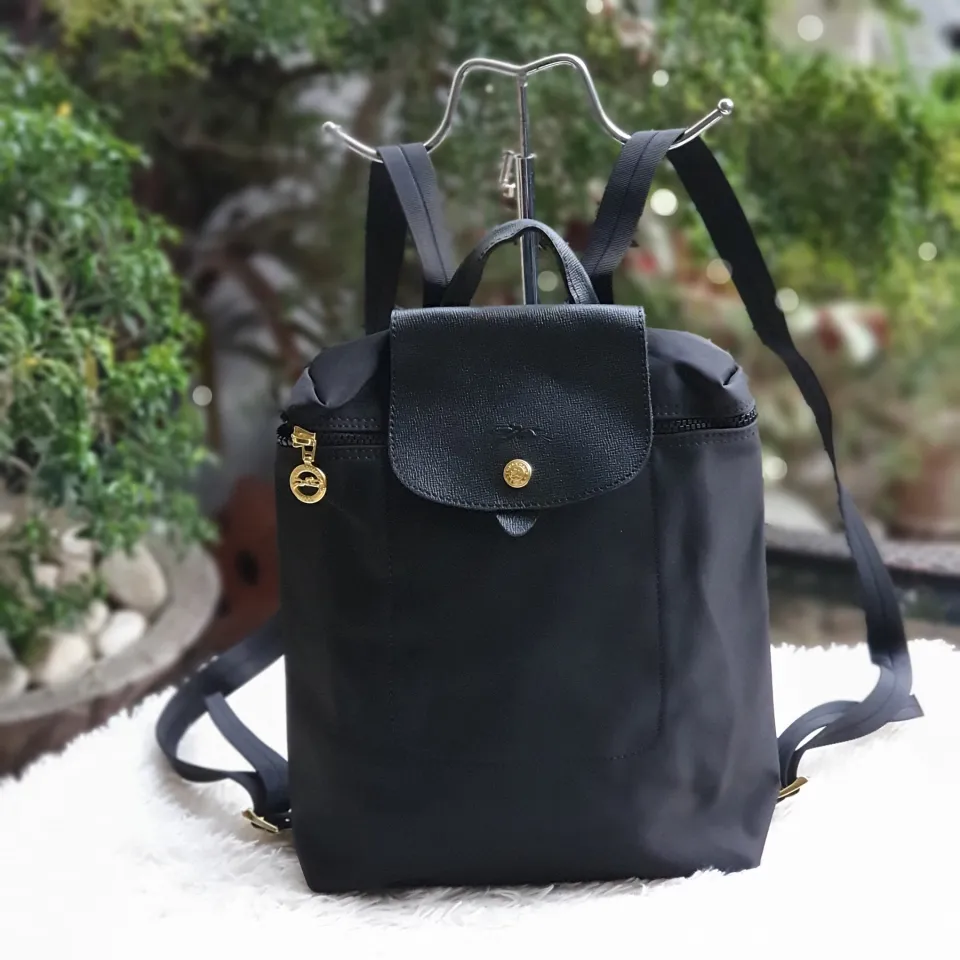 All black sales longchamp backpack