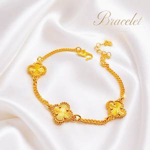 Bracelet Clover Rantai Tangan Adjustable Emas Bangkok GOLD PLATED Daily Wear