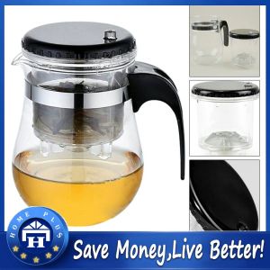 【Local delivery】 High quality Heat Resistant Glass Teapot Chinese kung fu Tea Set Puer Kettle Coffee Glass Maker Convenient Office Tea Pot Teapot-500ML