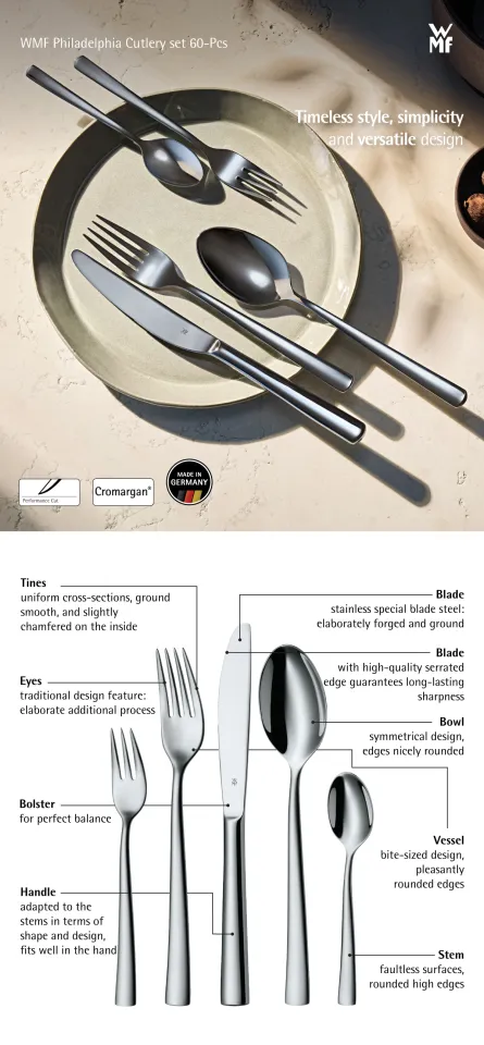 WMF Philadelphia Cutlery set 60-Pcs Cromargan | Lazada Singapore