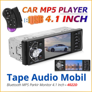 COD Kklusb Tape Mobil Audio Bluetooth MP5 Parkir Monitor 4.1 Inch Full Bass 12 24 volt aki - Hitam