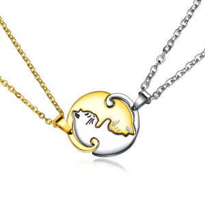 Sinboia Cat Hugging Couple Necklace For Lovers Relationship Promise Fashion Jewelry Gifts