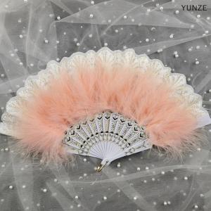 [COD] YUNZE Lolita Feather Folding Fan Fairy Dark Gothic Court Dance Wedding Party Decor