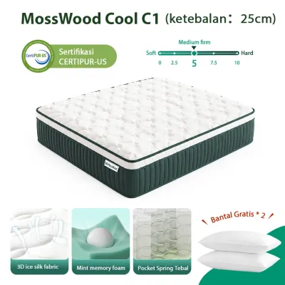 MossWood Cool C1 Kasur Springbed Cooling Mint Ice Silk Memory Foam 25CM Mattresses