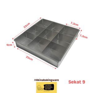 Loyang Sekat Brownies Ukuran 22x22 Tinggi 4cm 22x22x4 Almunium Anti Lengket Lubang 9 16 20 25 30 36