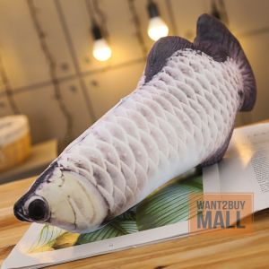 🇲🇾 🏆 3D Funny Soft Artificial Simulation Fish Shape Pillow Pet Cat Kucing Ikan Mainan Plush Toys Scratcher Cardboard 猫玩具