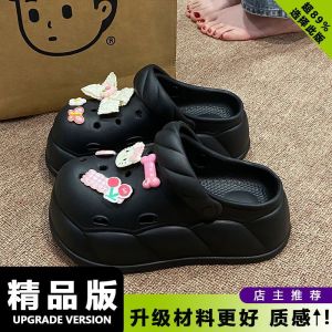[Free Shipping] Soft Strap Buckle Hole Shoes For Women 2026 Summer Non-Slip Beach Ins Height-Increasing Eva Thick-Soled Sandals
