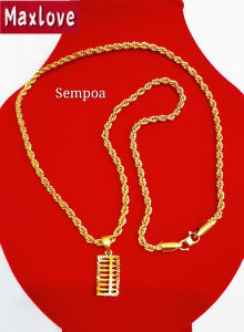 Gold 916 Original Malaysia Pendant Chain Jewellery Abacus Necklace Men Women Gaya Etnik Kecil Abakus Loket Emas Perhiasan Lelaki Dan Perempuan Kalung Emas 916 Emas Bangkok Original Cop 916