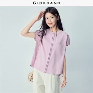 Giordano Beau Monde Women 100% cotton single pocket dolman sleeve blouse Free Shipping 13346436