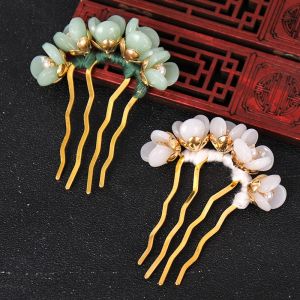 PTK52 อารมณ์ที่ดี หวานหวานแหววว แฟชั่นสำหรับผู้หญิง ไข่มุกไข่มุก Hanfu ค่ะ สำหรับเด็กผู้หญิง สำหรับผู้หญิง ชุดคลุมศีรษะ อุปกรณ์เสริมผม ดอกไม้ติดผม กิ๊บติดผมรูปตัวยู ส้อมผมผม