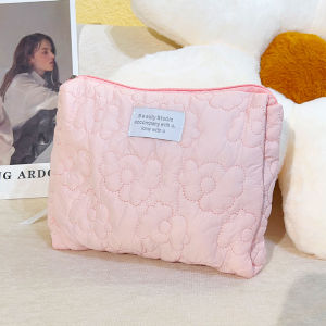 แปรงรองพื้นแบบน้ำกระเป๋าเครื่องสำอางดอกไม้นุ่มกระเป๋าเก็บของซิปกระเป๋าเดินทางกันน้ำความจุเยอะ