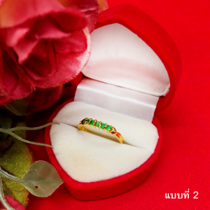 แหวนทองฝังพลอย สีเขียว ไพลิน ดำ ชมพู ชุบทอง งานสวย ใส่เสริมบารมี ใส่ได้ทุกโอกาส ใส่อาบน้ำได้ รูปถ่ายจากสินค้าจริง