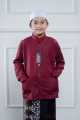 Baju Koko Anak Lengan Panjang Polos Merah Maroon annur. 