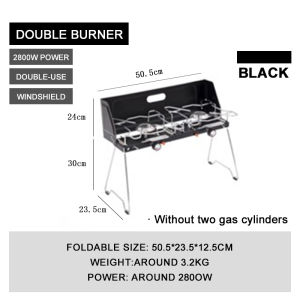 PANSON Portable Camping Gas Stove Dual Burners Lightweight Folding Design for Outdoor Cooking/BBQ