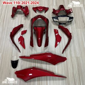 ชุดสี Wave 110i 2021-2024 รวม 13 ชิ้น สีแดงล้วน ไม่ติดลาย สำหรับมอเตอร์ไซค์