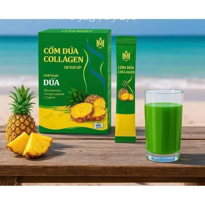 Trà Cốm Dứa Collagen Chính Hãng hộp 15 gói