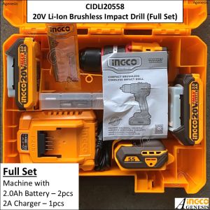 INGCO 20V Li-Ion Impact Drill (Brushless Motor) CIDLI20558