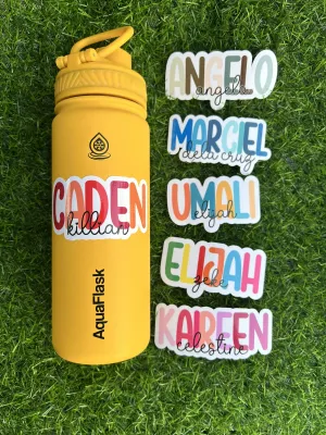 Customized Waterproof Multi-color Name Sticker for Tumbler Laptop Gadgets Motorcyle etc.