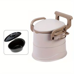 1pc Portable Mobile Toilet Chair with Comfort Backrest Armrests and Tissue Holder - Sturdy PP Material Easy-Clean Ideal for Elderly Pregnant Women Bedridden and Mobility Issues