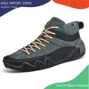 Prelesty COD Fashion Sepatu Boots Pria Tinggi Formal Kulit Kerja Empuk Lentur Handmade Anti Slip Kekinian 402