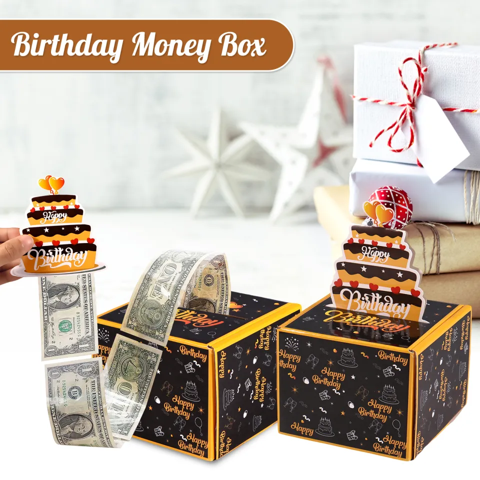 Happy Birthday Money Box for Cash Gift, Funny Pull Cash from Money Case for  Women Men Surprise, Money Gift Boxes for Cash, DIY Cake with Pull Out Card  for Wife Girlfriend Mother
