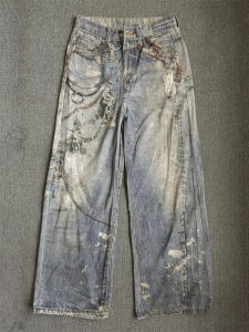 CHIC Streetwear Baggy Jeans for Men American Vintage 3D Painting Printed Washed Denim Pants Women Straight Wide Leg Trousers2026
