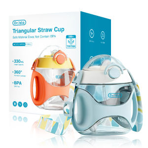 Dr.isla Kids Straw Water Bottle 330ml With Handle & StrapToddler Sippy Cup BPA Free Baby Learning Drink Bottle WBP32