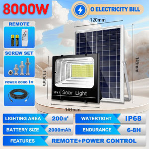 【 BUY 1 TAKE 3 】30 Year Warranty 120000W Solar Led Outdoor Flood Light Street Lamp IP68 Waterproof With Remote