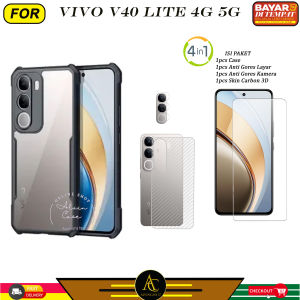 Paket 4in1 Case Vivo V40 Lite 4G 5G Softcase Shockproof Transparan Casing