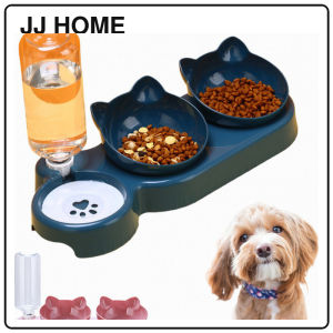 【JJ HOME】3-In-1 Pet Bowl Set with Water Dispenser /Detachable & Washable Cat&Dog Feeder