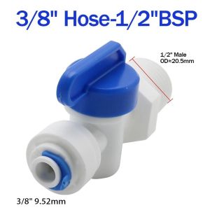 ALBCB 1Pcs 1/4" 3/8" OD Plastic Ball Valve Male Female Thread Water Straight Pipe Fitting Osmosis Aquarium Fitting Hose Quick Connector