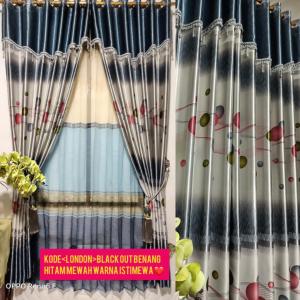 Gorden Poni Gabung Pintu Jendela Bahan Blackout 12 Lubang 6 Gelombang Kode London