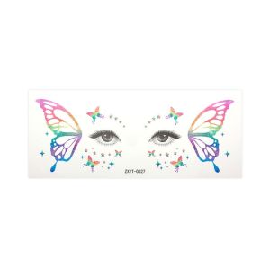 JON09 Waterproof Glitter Butterfly Face Tattoo Realistic Star Heart Eye Makeup Tattoo Disposable Long Lasting Face Tattoo Sticker Women Kids Children