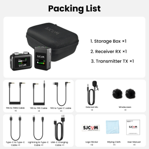 SJCAM ไมโครโฟนไร้สายลาวาเลียร์ไมค์สำหรับสมาร์ทโฟนกล้องแล็ปท็อปขนาดกะทัดรัดและพกพาช่วงการส่งข้อมูล200เมตรสำหรับ Vlog วิดีโอถ่ายทอดสดสัมภาษณ์กลางแจ้งไมโครโฟนบันทึกเสียง