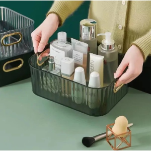 Box Penyimpanan Serbaguna / Storage Box Kotak Transparan Akrilik dengan Pegangan Kosmetik Meja Rias