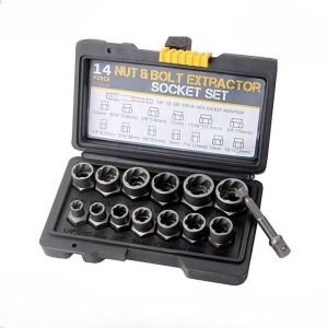 14Pcs/Set Broken Nut Bolt Extractor Socket Head To Take Hexagonal Screw Tool Screws Remover Threading Tool Kit Black Nuts Set