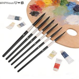 WP💓💛💖 7Pcs Squirrel Hair Brush Set Round Pointed Tips No Shed Gouache Watercolor Brushes For Beginner Artist Painting Kit