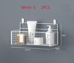 Black Wall-mounted Bathroom Shelf Shower Shampoo Rack Toilet Accessories Kitchen Free Punch Condiment Storage Basket