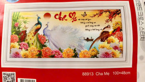 Tranh thêu chữ thập cha mẹ DLH- 88913 chưa thêu 100x48cm 88913