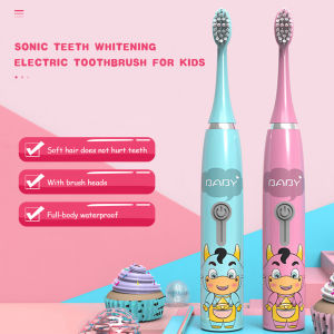 Sonicแปรงสีฟันไฟฟ้าสําหรับเด็กBattery Powered Waterproof Tooth Whitening Brush With Toothbrush Headsราคาถูกส่งฟรี