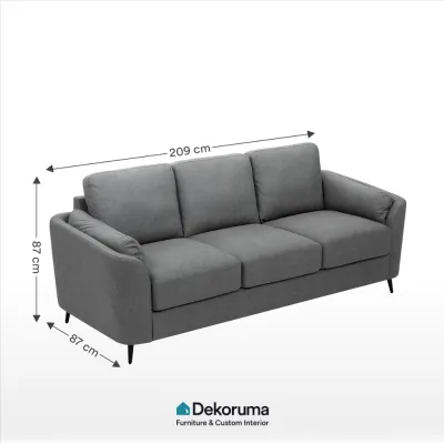 Dekoruma NAOKO Sofa Dudukan Kain / Sofa Santai Kain / Sofa Ruang Keluarga - Abu-Abu Muda
