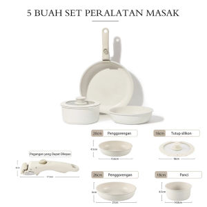 7PCS Carote Granit Hitam Antilengket Peralatan Dapur Cocok Untuk Semua Kompor Wajan Panci Set