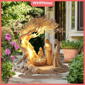 WHPHous 2D Flat Acrylic Nativity Birth Scene Ornament Tabletop Decoration Christmas Desk