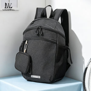 LouisWill Fashion Backpack Kairulda Grid Backpack Lightweight Sports Bag Large Capacity Outdoor Hiking Travel Backpack Waterproof Breathable Student Bag with Detachable Mini Pouch