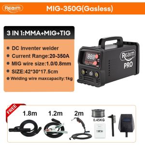 REAIM MIG 350 Gasless MIG Welding Machine Portable IGBT Inverter Welder Heavy Duty Welding Machine for Home DIY Repair