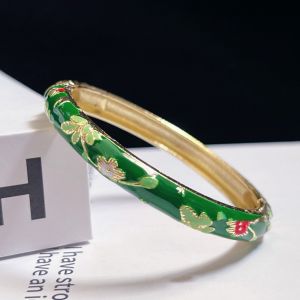 COUPLECOL Vòng tay đôi Vòng đeo tay cloisonne Trung Quốc Truyền thống Tráng men Vòng tay hoa mẫu đơn Filigree Đồ thủ công Dân Tộc Vòng tay nữ Quà tặng cho nữ