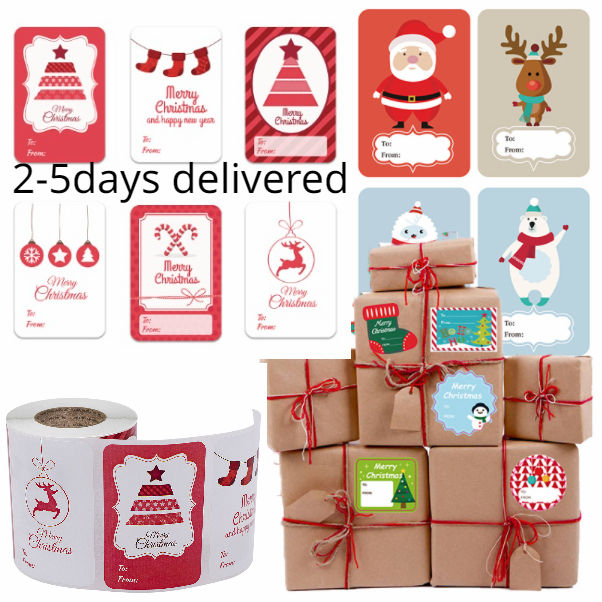 250pcs/roll Christmas Sticker DIY Sealed Label Thank You Sticker For Christmas Decoration Gift Bag Packaging Stickers