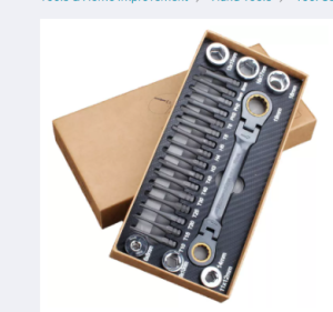 I know 23pcs Multifunction Ratchet Wrench Spanner Set Flexible Head Ratchet Double Box Wrench Socket Screwdriver Bits Auto Repair Tool